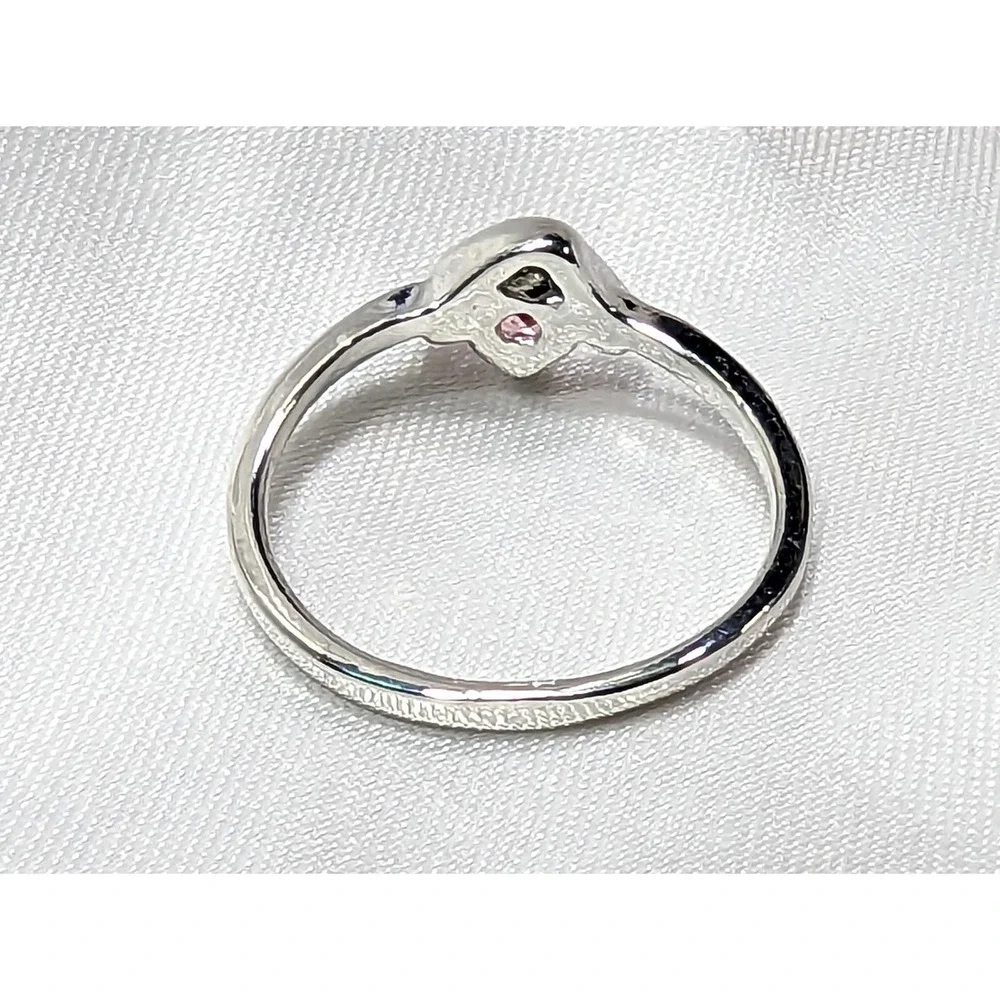 Silvertone Ring Pale Pink Stone Womens Size 5 Dainty Solitaire Costume Jewelry